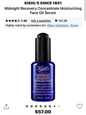 Kiehl's Midnight Recovery Concentrate - Blue Face Oil Serum